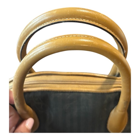 Fendi Vintage Pequín Striped Canvas & Leather Dome Satchel Crossbody Bag - Picture 8 of 14